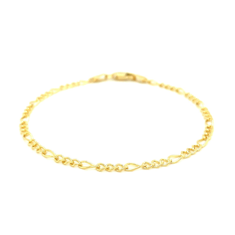 2.6mm 10k Yellow Gold Link Figaro Bracelet - Premium Bracelets - Just $265.99! Shop now at Pulse Designer Fashion