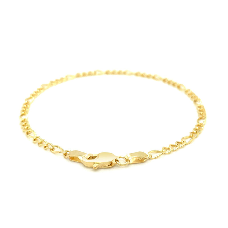 2.6mm 10k Yellow Gold Link Figaro Bracelet - Premium Bracelets - Just $265.99! Shop now at Pulse Designer Fashion