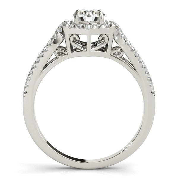 14k White Gold Diamond Engagement Ring with Hexagon Halo Border (7/8 cttw) - Premium Rings - Just $4107.99! Shop now at Pulse Designer Fashion