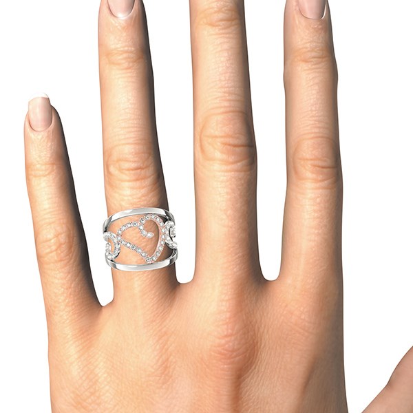 Heart Motif Filigree Style Diamond Ring in 14k White And Rose Gold (1/4 cttw) - Premium Rings - Just $1816.99! Shop now at Pulse Designer Fashion