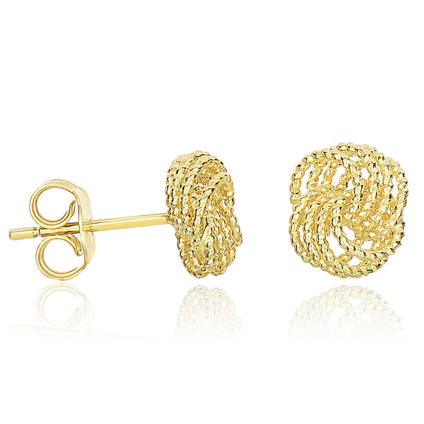 14k Yellow Gold Textured Finish Love Knot Style Earrings - Premium Earrings - Just $372.99! Shop now at Pulse Designer Fashion