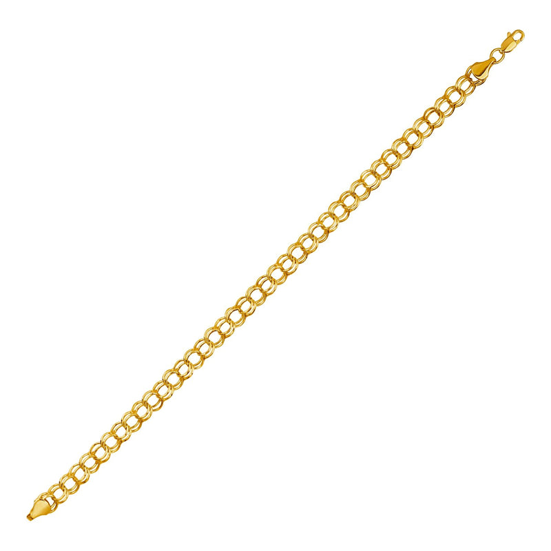 Double Interlocking Link Bracelet in 10k Yellow Gold - Premium Bracelets - Just $354.99! Shop now at Pulse Designer Fashion