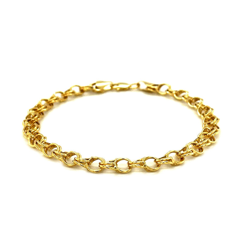 Double Interlocking Link Bracelet in 10k Yellow Gold - Premium Bracelets - Just $354.99! Shop now at Pulse Designer Fashion