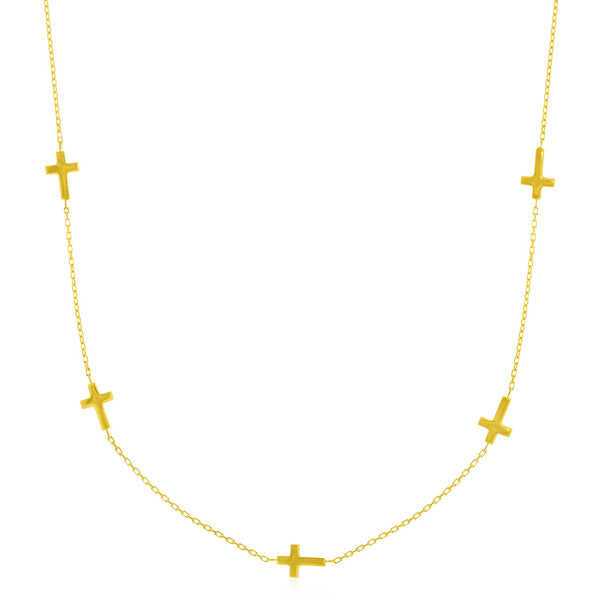 14k Yellow Gold Chain Necklace with Cross Stations - Premium Necklaces - Just $460.99! Shop now at Pulse Designer Fashion