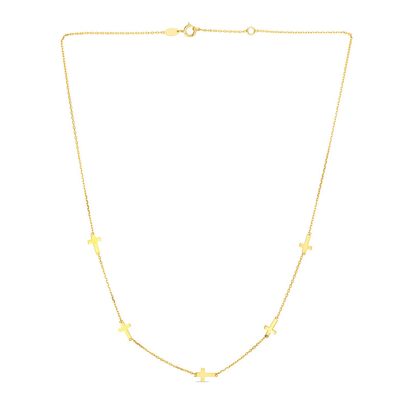 14k Yellow Gold Chain Necklace with Cross Stations - Premium Necklaces - Just $460.99! Shop now at Pulse Designer Fashion