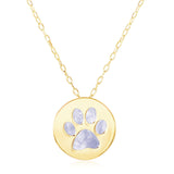 14k Yellow Gold Necklace with Dog Paw Print Symbol in Mother of Pearl - Premium Necklaces - Just $406.99! Shop now at Pulse Designer Fashion