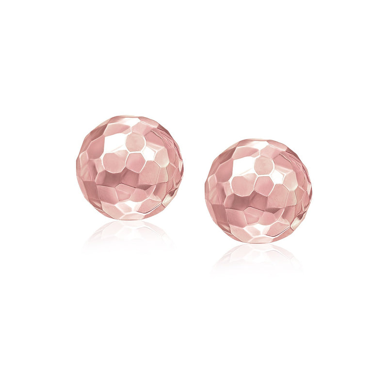 14k Rose Gold Round Faceted Style Stud Earrings - Premium Earrings - Just $199.99! Shop now at Pulse Designer Fashion