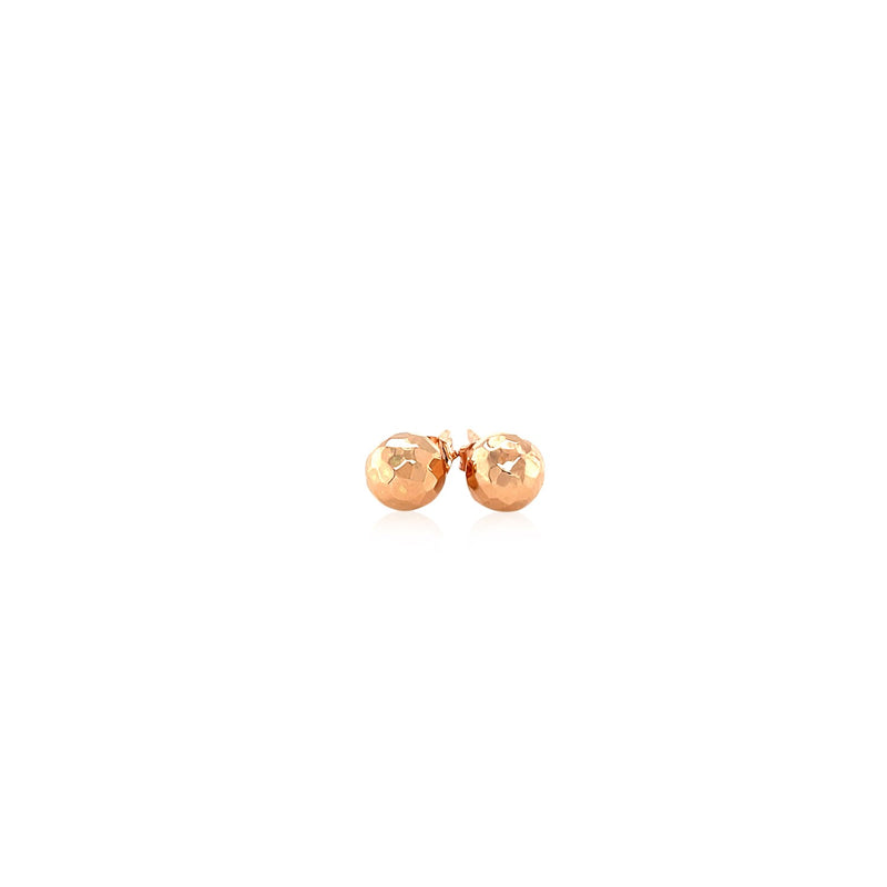 14k Rose Gold Round Faceted Style Stud Earrings - Premium Earrings - Just $199.99! Shop now at Pulse Designer Fashion