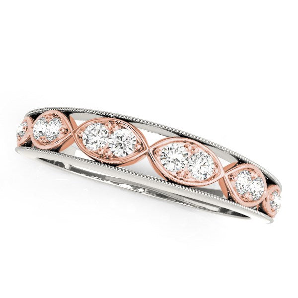 14k White And Rose Gold Infinity Style Diamond Band (1/5 cttw) - Premium Rings - Just $1427.99! Shop now at Pulse Designer Fashion