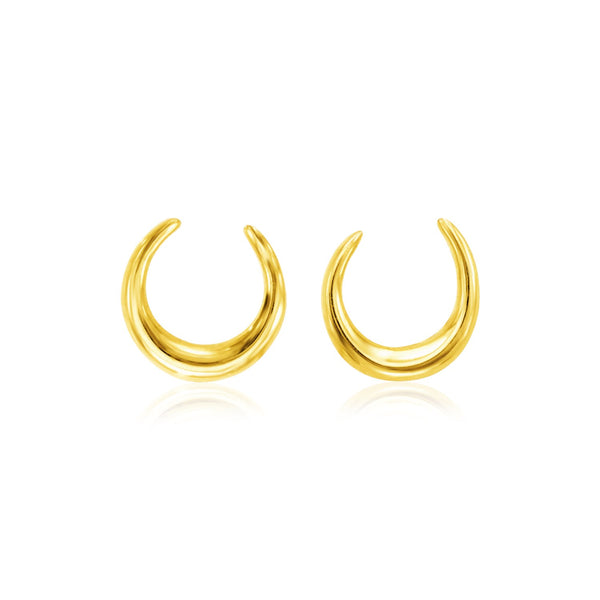 14k Yellow Gold Polished Moon Earrings - Premium Earrings - Just $181.99! Shop now at Pulse Designer Fashion