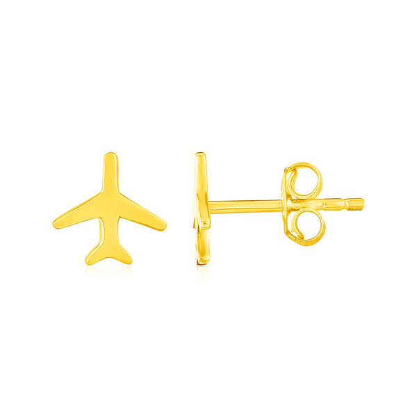 14K Yellow Gold Airplane Earrings - Premium Earrings - Just $168.99! Shop now at Pulse Designer Fashion