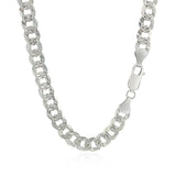 Sterling Silver Rhodium Plated Curb Chain 7.3mm - Premium Chains - Just $169.99! Shop now at Pulse Designer Fashion