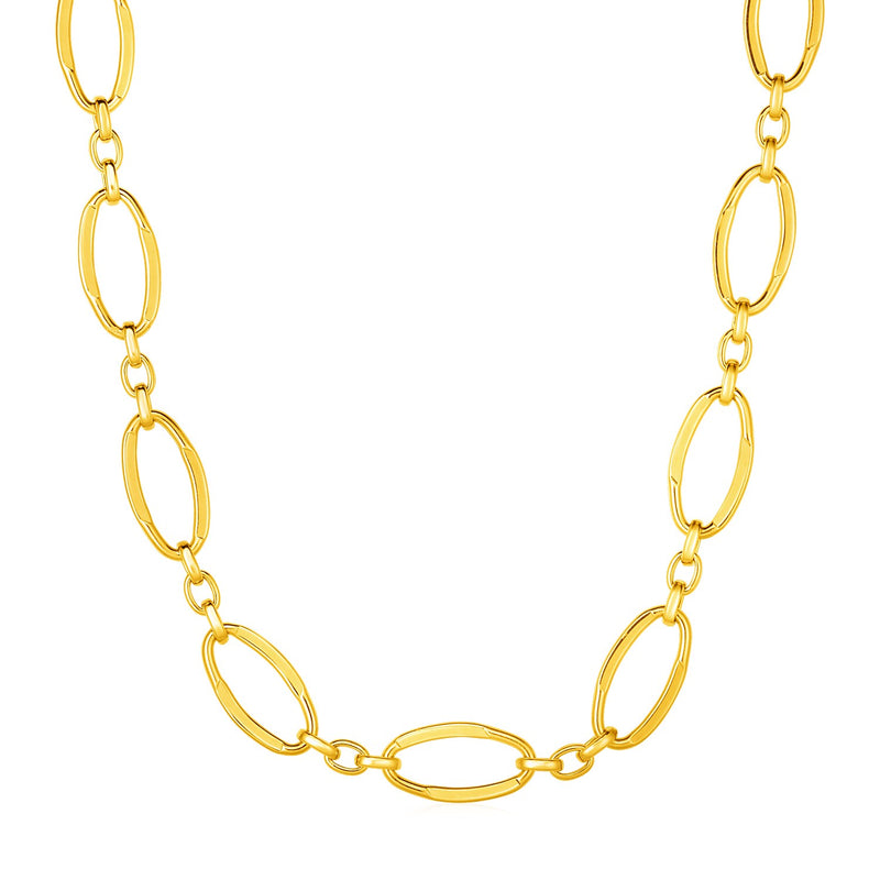 14k Yellow Gold Necklace with Polished Oval Links - Premium Necklaces - Just $1935.99! Shop now at Pulse Designer Fashion