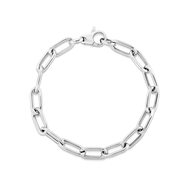 Sterling Silver Wide Paperclip Chain Bracelet - Premium Bracelets - Just $108.99! Shop now at Pulse Designer Fashion