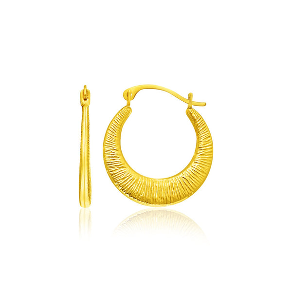 14k Yellow Gold Graduated Round Textured Hoop Earrings - Premium Earrings - Just $139.99! Shop now at Pulse Designer Fashion