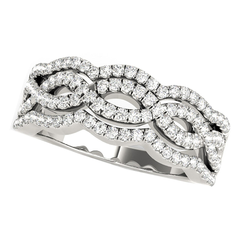 Diamond Studded Ring with Four Curves in 14k White Gold (5/8 cttw) - Premium Rings - Just $2730.99! Shop now at Pulse Designer Fashion