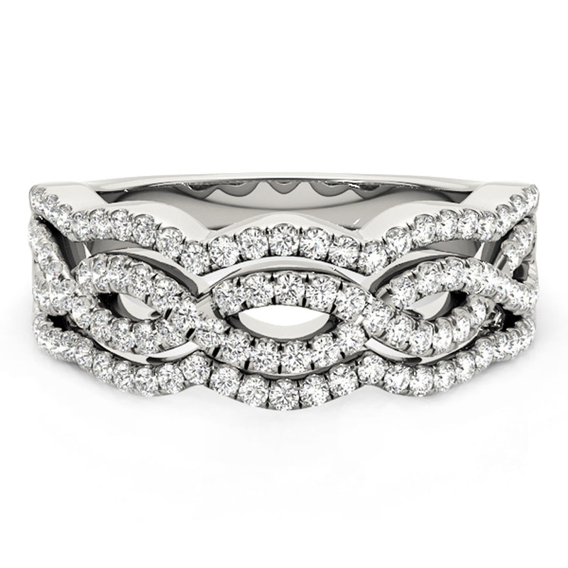 Diamond Studded Ring with Four Curves in 14k White Gold (5/8 cttw) - Premium Rings - Just $2730.99! Shop now at Pulse Designer Fashion