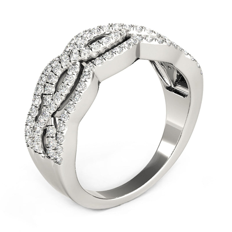 Diamond Studded Ring with Four Curves in 14k White Gold (5/8 cttw) - Premium Rings - Just $2730.99! Shop now at Pulse Designer Fashion