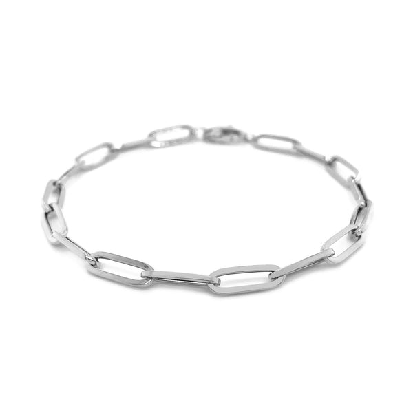 14K White Gold Bold Paperclip Chain Bracelet - Premium Bracelets - Just $414.99! Shop now at Pulse Designer Fashion