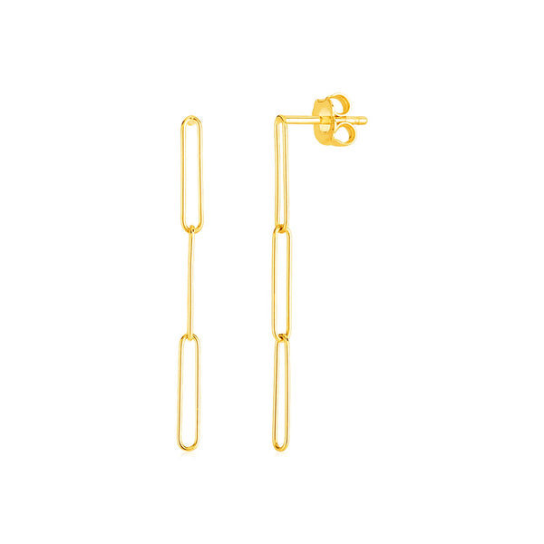 14k Yellow Gold Paperclip Chain Dangle Earrings - Premium Earrings - Just $241.99! Shop now at Pulse Designer Fashion