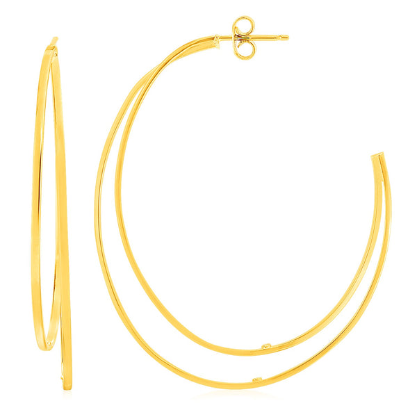 14k Yellow Gold Large Double Hoop Earrings - Premium Earrings - Just $733.99! Shop now at Pulse Designer Fashion