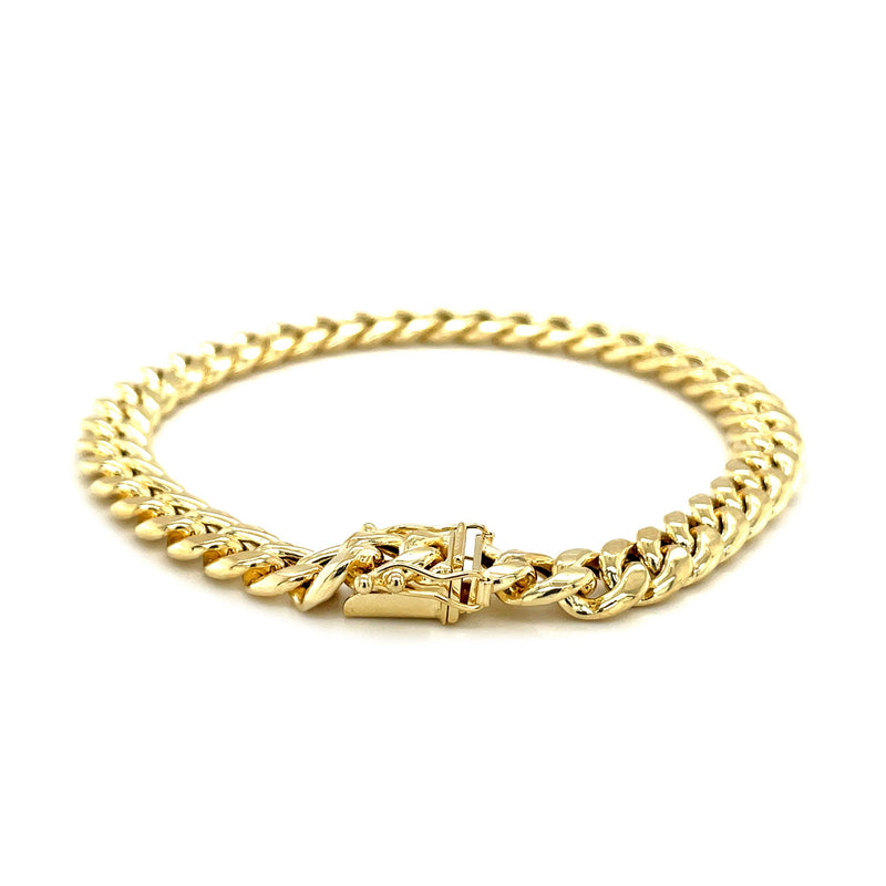 7.5mm 14k Yellow Gold Semi Solid Miami Cuban Bracelet - Premium Bracelets - Just $2444.99! Shop now at Pulse Designer Fashion