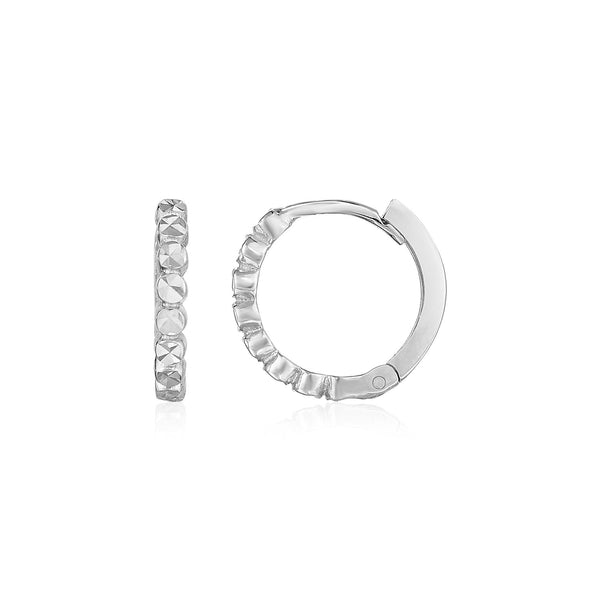 14k White Gold Petite Textured Round Hoop Earrings - Premium Earrings - Just $224.99! Shop now at Pulse Designer Fashion