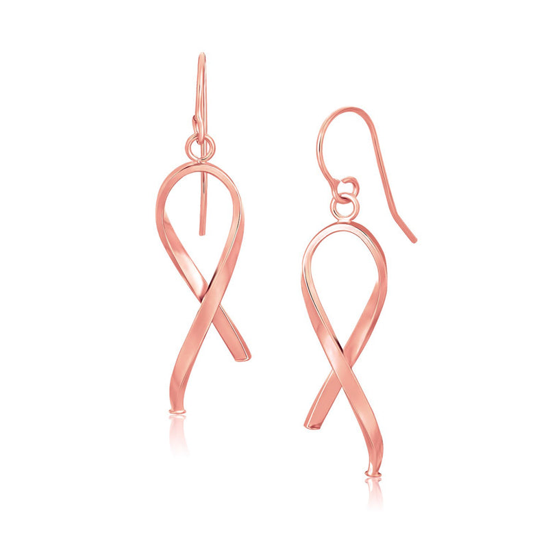 14k Rose Gold Polished Ribbon Style Drop Earrings - Premium Earrings - Just $313.99! Shop now at Pulse Designer Fashion