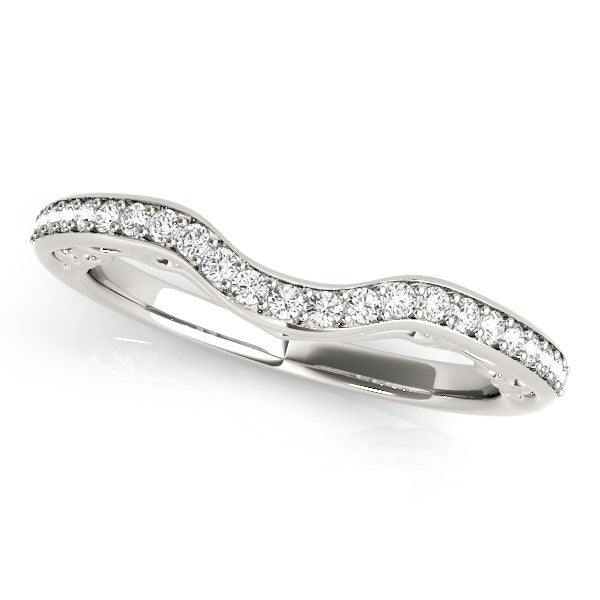 14k White Gold Prong Set Curved Diamond Wedding Ring (1/6 cttw) - Premium Rings - Just $1359.99! Shop now at Pulse Designer Fashion