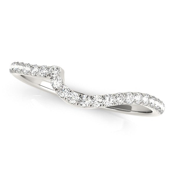 14k White Gold Round Pave Setting Curved Diamond Wedding Ring (1/5 cttw) - Premium Rings - Just $1028.99! Shop now at Pulse Designer Fashion