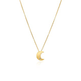 14k Yellow Gold Polished Moon Necklace with Diamond - Premium Necklaces - Just $380.99! Shop now at Pulse Designer Fashion