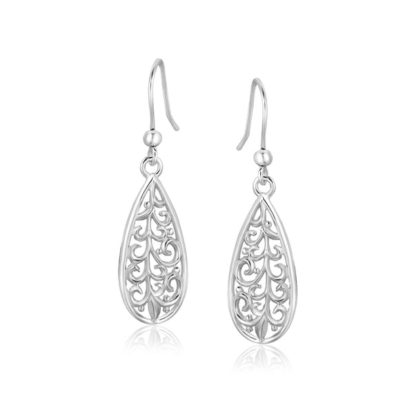 Sterling Silver Teardrop Filigree Style Drop Earrings - Premium Earrings - Just $46.99! Shop now at Pulse Designer Fashion