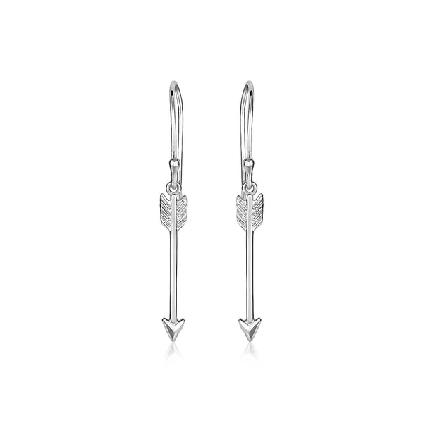 Sterling Silver Polished and Textured Arrow Earrings - Premium Earrings - Just $28.99! Shop now at Pulse Designer Fashion