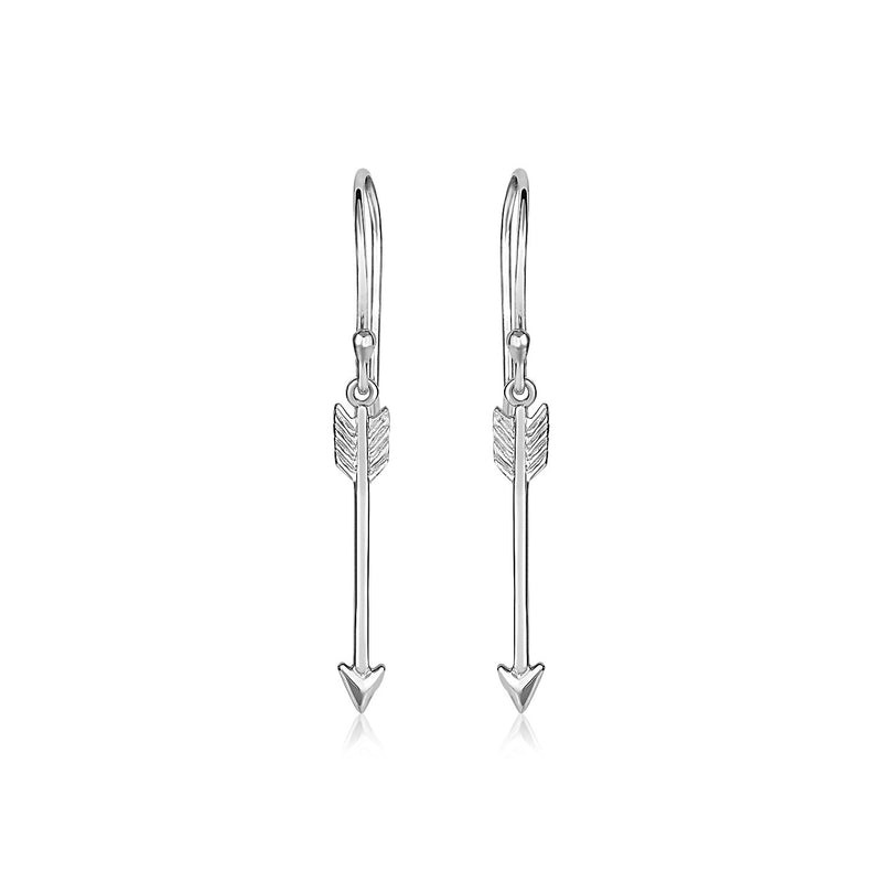 Sterling Silver Polished and Textured Arrow Earrings - Premium Earrings - Just $28.99! Shop now at Pulse Designer Fashion