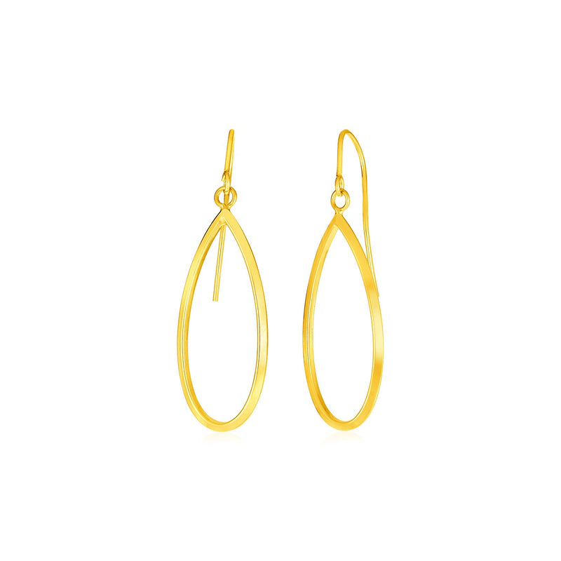 14k Yellow Gold Earrings with Polished Open Teardrop Dangles - Premium Earrings - Just $242.99! Shop now at Pulse Designer Fashion