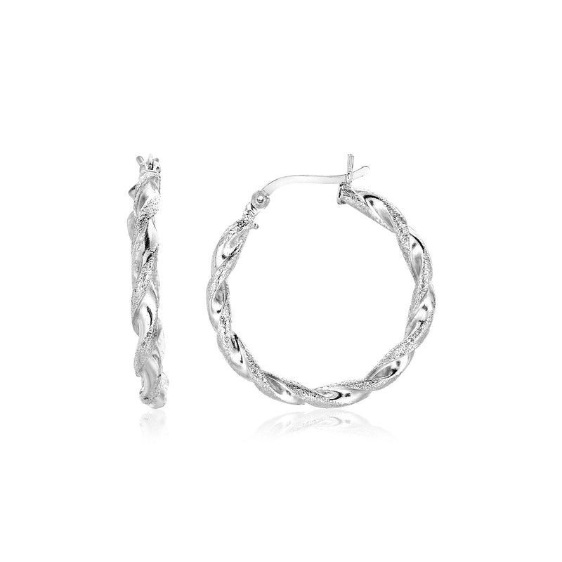 Sterling Silver Round Twisted Hoop Earrings - Premium Earrings - Just $35.99! Shop now at Pulse Designer Fashion