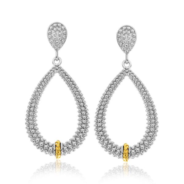 18k Yellow Gold & Sterling Silver Diamond Accented Graduated Popcorn Earrings - Premium Earrings - Just $276.99! Shop now at Pulse Designer Fashion