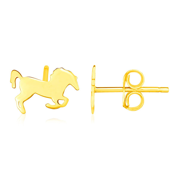 14K Yellow Gold Horse Earrings - Premium Earrings - Just $181.99! Shop now at Pulse Designer Fashion