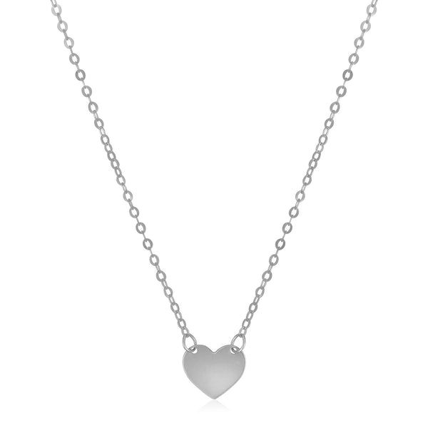 14k White Gold Polished Mini Heart Necklace - Premium Necklaces - Just $200.99! Shop now at Pulse Designer Fashion