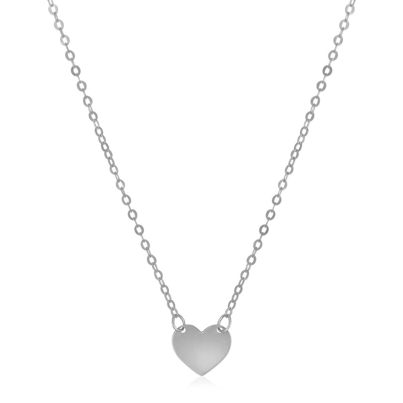 14k White Gold Polished Mini Heart Necklace - Premium Necklaces - Just $200.99! Shop now at Pulse Designer Fashion