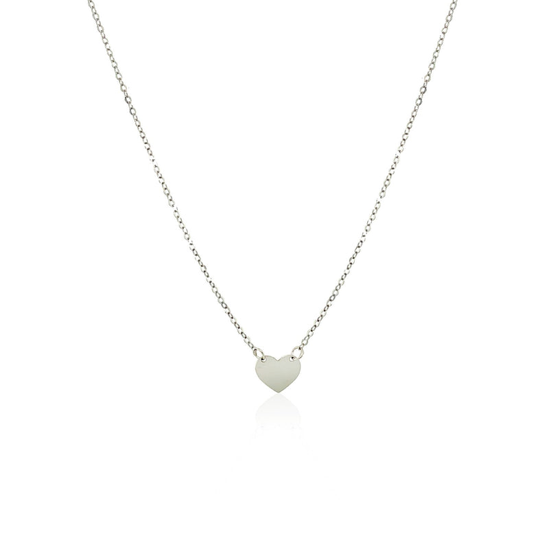 14k White Gold Polished Mini Heart Necklace - Premium Necklaces - Just $200.99! Shop now at Pulse Designer Fashion