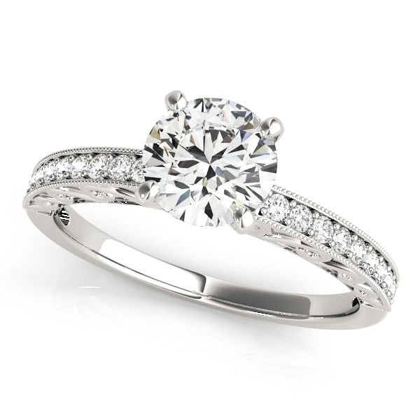 14k White Gold Antique Style Diamond Engagement Ring (1 1/8 cttw) - Premium Rings - Just $6637.99! Shop now at Pulse Designer Fashion