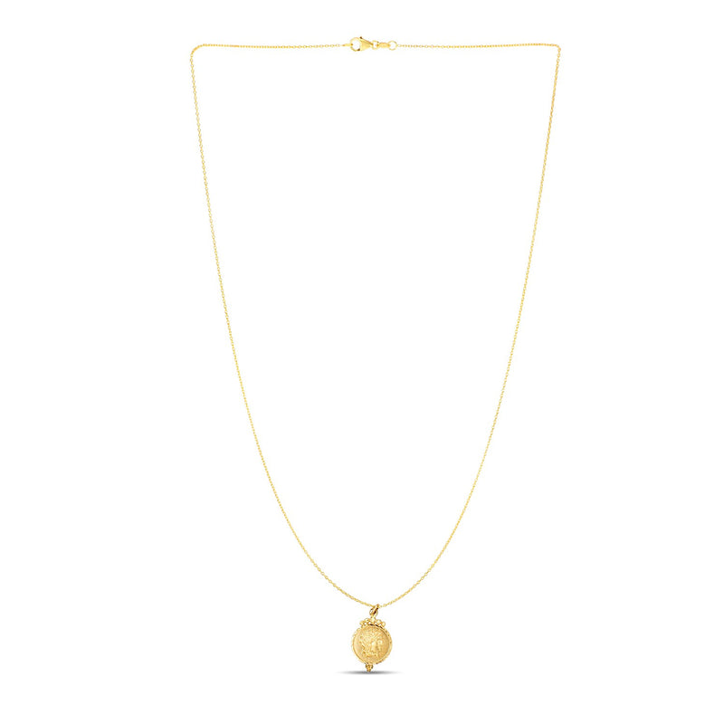 14k Yellow Gold with Round Roman Coin Pendant - Premium Pendants - Just $480.99! Shop now at Pulse Designer Fashion