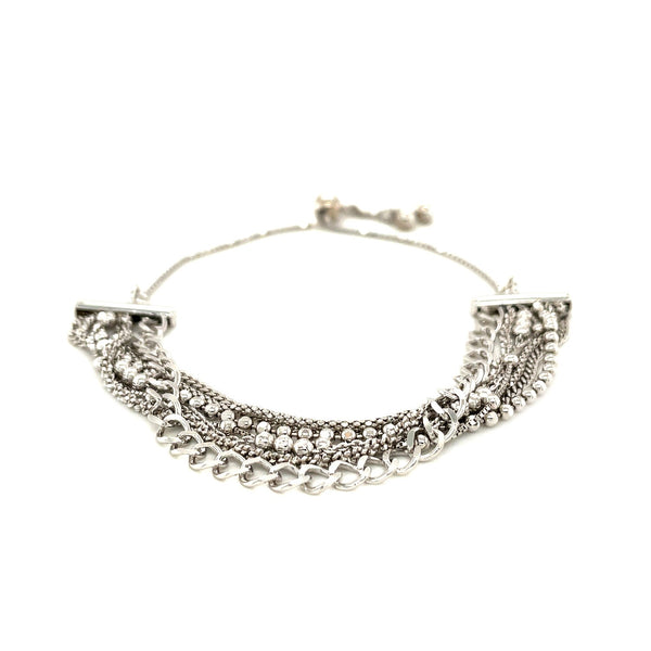 Adjustable Multi Chain Bracelet in Sterling Silver - Premium Bracelets - Just $123.99! Shop now at Pulse Designer Fashion