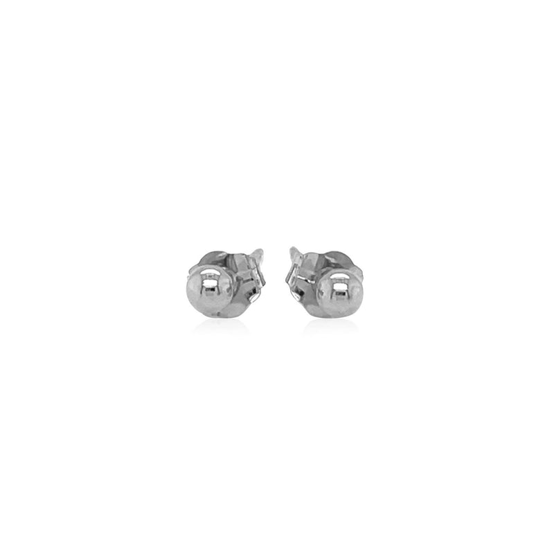 14k White Gold Spherical Stud Earrings (3.0 mm) - Premium Earrings - Just $85.99! Shop now at Pulse Designer Fashion