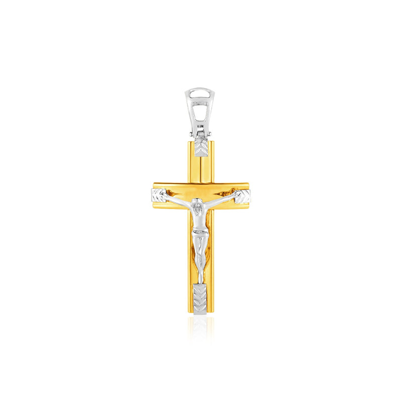 14k Two Tone Gold Crucifix Pendant - Premium Pendants - Just $1067.99! Shop now at Pulse Designer Fashion