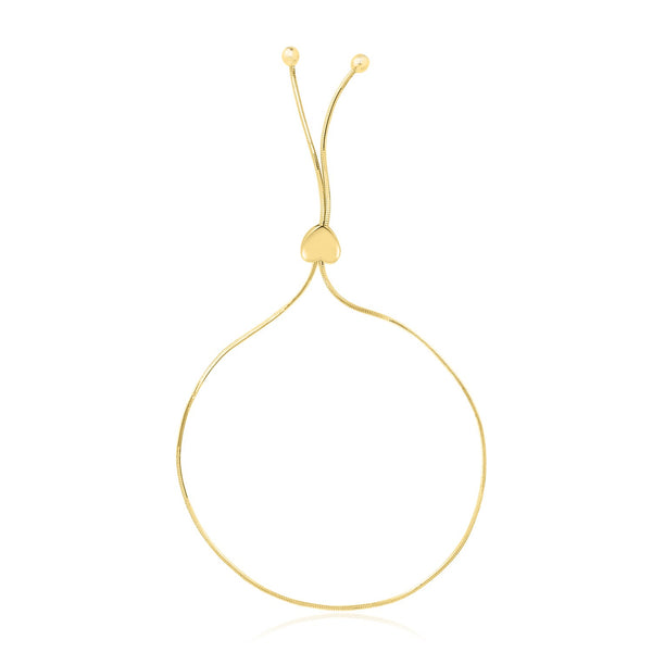 14k Yellow Gold Adjustable Lariat Style Heart Motif Bracelet - Premium Bracelets - Just $346.99! Shop now at Pulse Designer Fashion