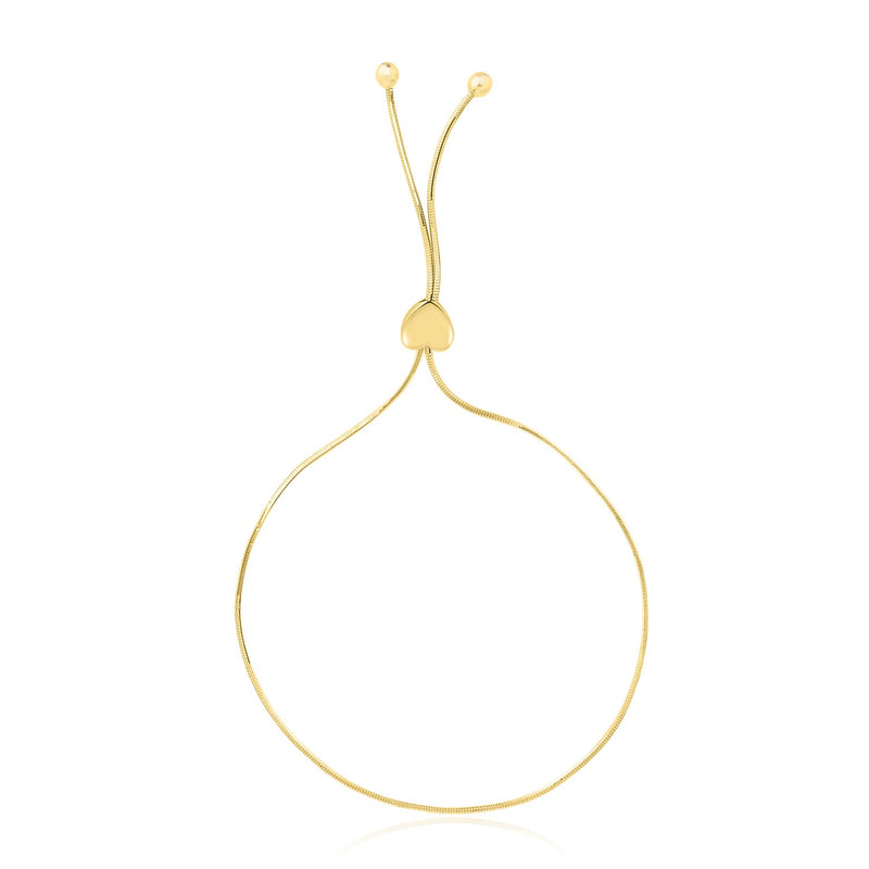 14k Yellow Gold Adjustable Lariat Style Heart Motif Bracelet - Premium Bracelets - Just $346.99! Shop now at Pulse Designer Fashion