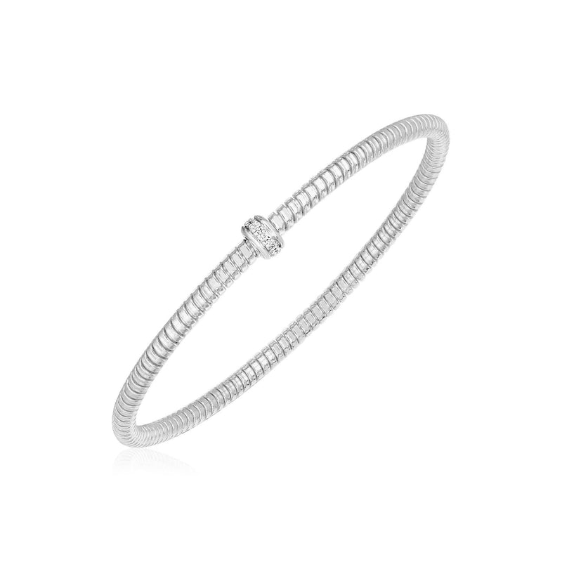 14k White Gold Stretch Bangle with Diamonds - Premium Bangles - Just $1674.99! Shop now at Pulse Designer Fashion