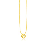 14k Yellow Gold Polished Four Leaf Clover Necklace with Diamond - Premium Necklaces - Just $427.99! Shop now at Pulse Designer Fashion